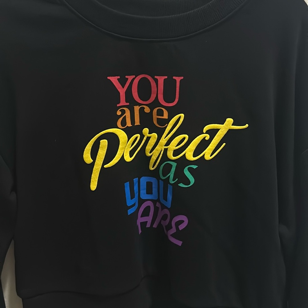 Teens slightly cropped long sleeve pride sweater